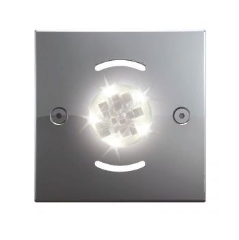 Прожектор FLUVO luchs® NT2 LED (белый, нержавеющая сталь - матовый, рамка квадратная 180х180 мм, для бетонных бассейнов с отделкой плитка/мозаика и бассейнов из нержавеющей стали)