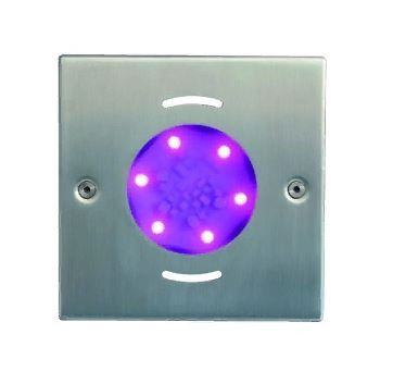 Прожектор FLUVO luchs® NT2 RGB (цветной, нержавеющая сталь - глянцевый, рамка квадратная 180х180 мм, для стеклопластиковых бассейнов)