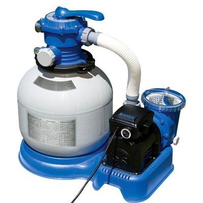 Прямоугольный бассейн Intex 975х488х132см (система очистки воды+песочный фильтр 220В, лестница, настил, тент, сачок, скиммер, волейбольная сетка)