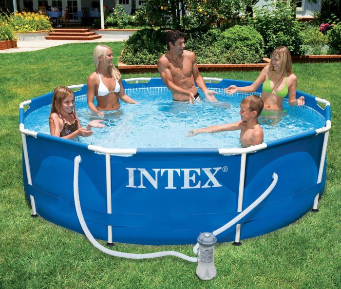 Круглый бассейн Intex 549*122см (фильтр-насос 220В, лестница, подстилка, покрывало, DVD)