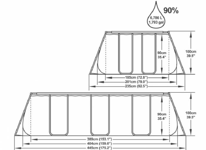Прямоугольный бассейн Bestway 404х201х100см (фильтр-насос 220В)