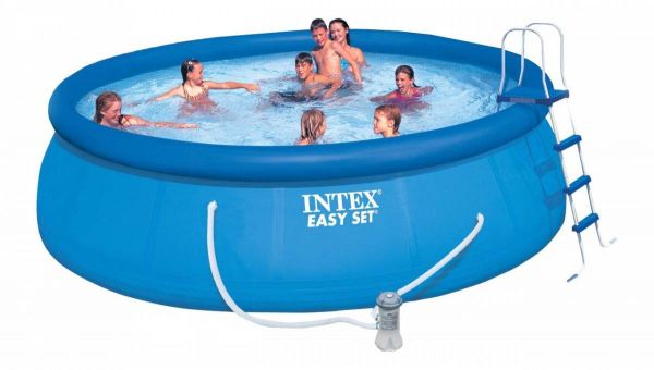 Бассейн надувной Intex 457х122 см (фильтр-насос 3,8 м3/ч, лестница, подстилка, тент), от 6-ти лет
