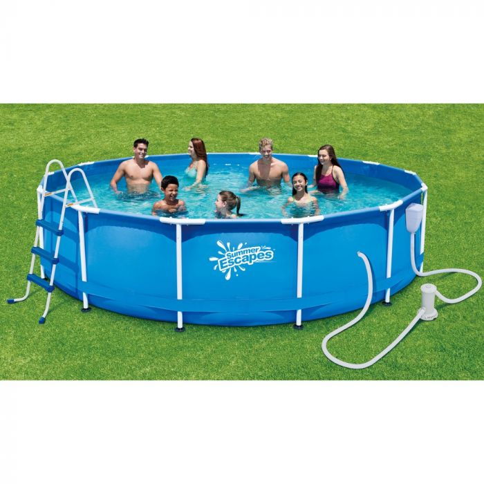 Круглый бассейн Summer Escapes 427х107 см (фильтр-насос 3,8м3/ч 220В, лестница, настил, тент, набор для чистки DELUXE, скиммер)