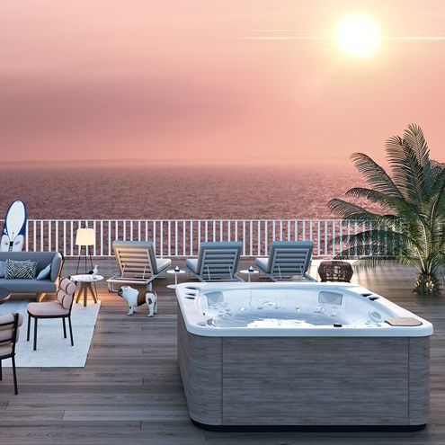 Ванна гидромассажная Pacific 70 plus Nordic, кабина ореховый, 220 x 216 x 91 см, LumiPlus, ECOSpa