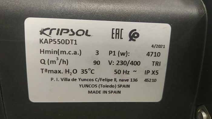Насос 4,71кВт 380В Kripsol Kapri KAP-550