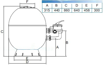             Фильтр Fiberpool VASO ZVV6401 (16m3/h, 640mm, 150kg, бок)