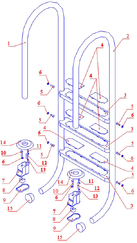 Болт ступени лестниц STANDARD, WALL  AISI-316 Flexinox 87100252